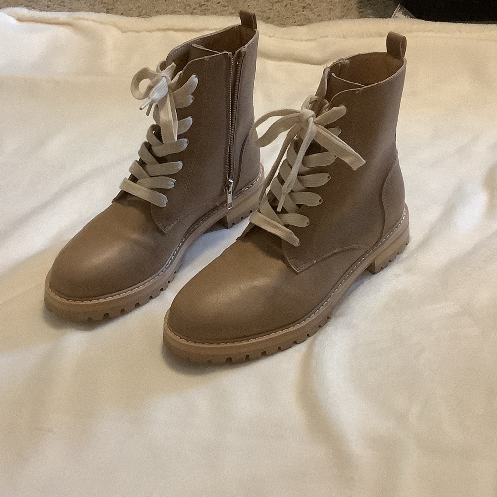 Elegant Tan Lace-Up Boots for Women